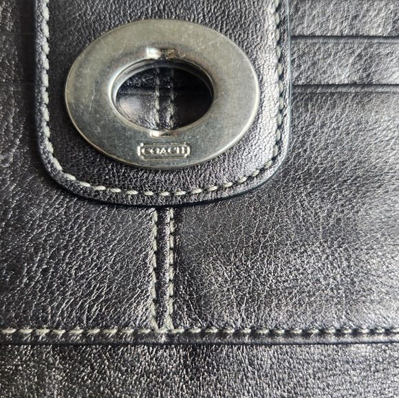 Coach Gray Wallet with Embossed Pattern and Turn-Lock Closure - Picture 9 of 9